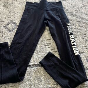Victoria's Secret Black Yoga Leggings with White Text and Pockets
